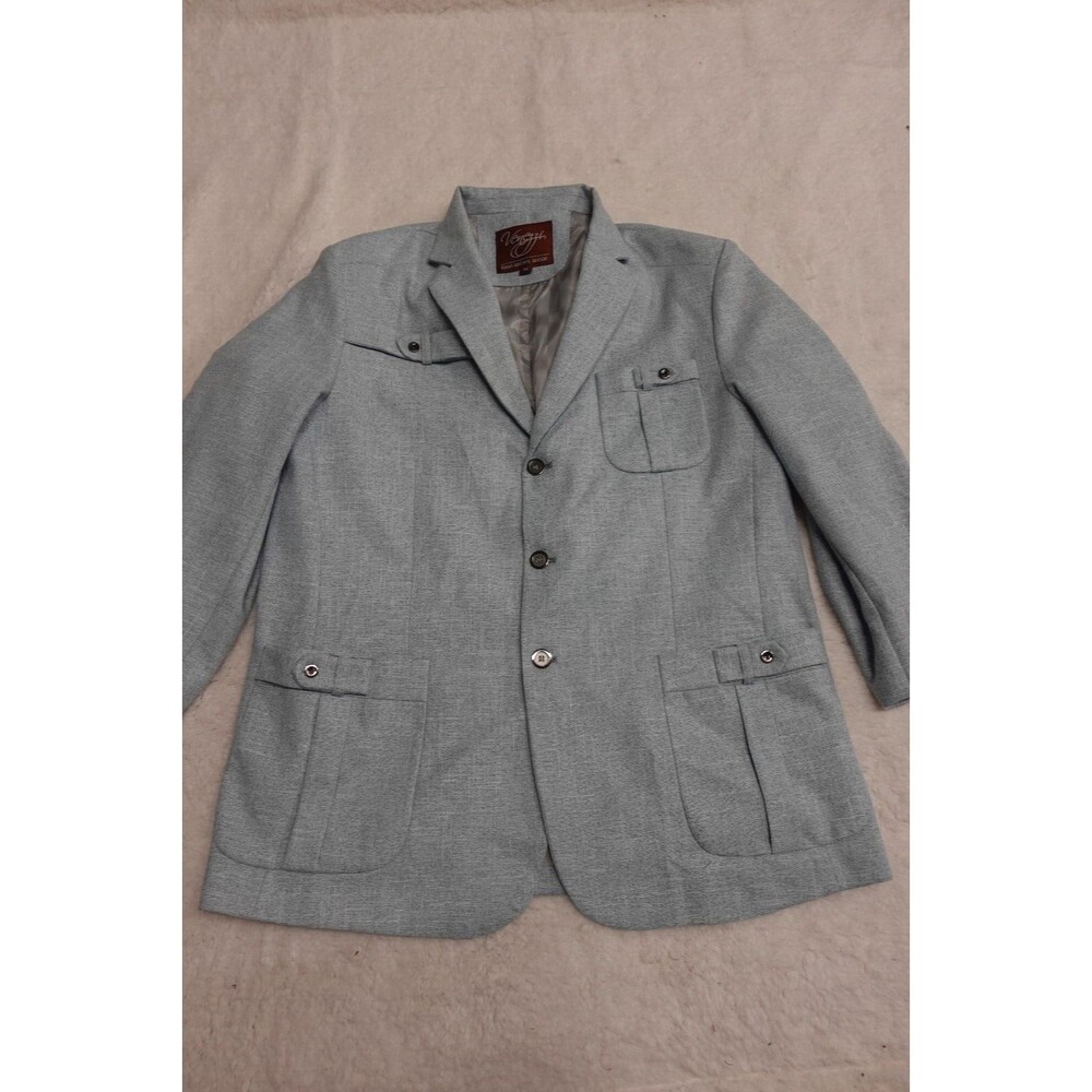 Venezzi Mens Blue Size M Suit Jacket Sport Coat Blazer Microfiber Button Packet